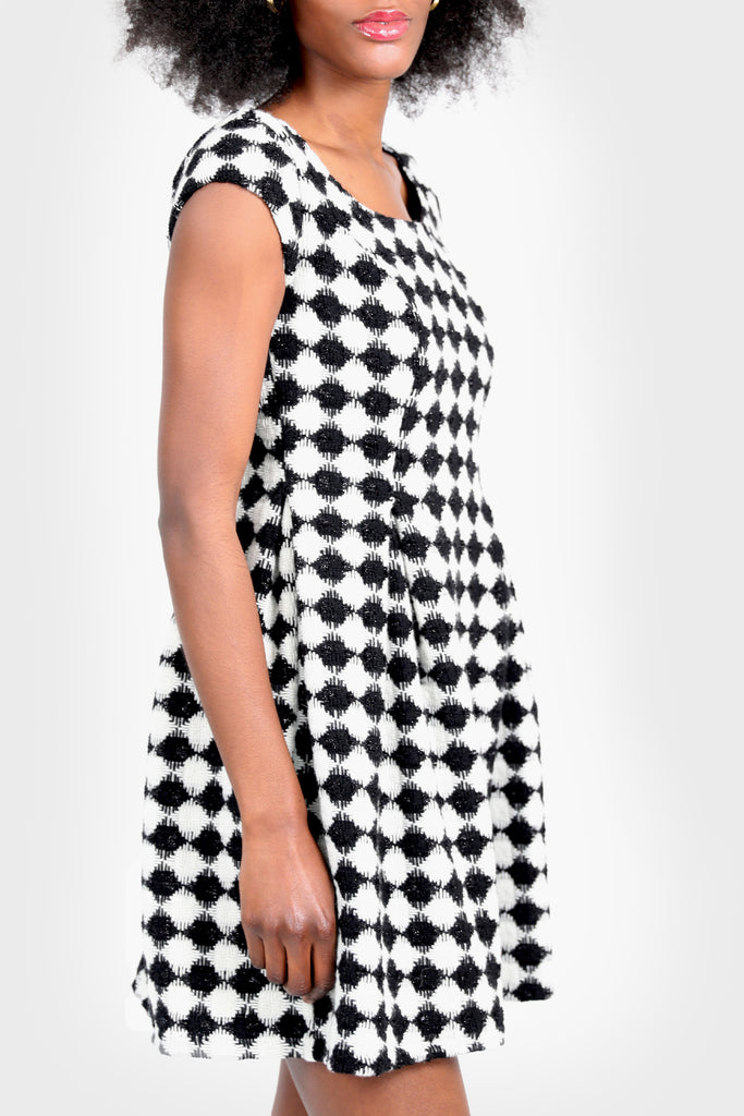 fashion house ready to wear black white checkered dress zoom side
