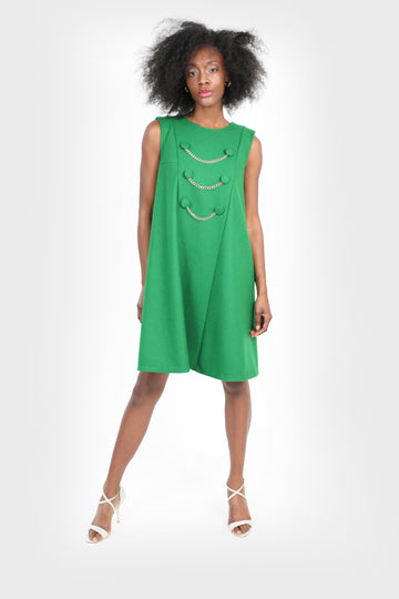 fashion house ready to wear green a-line dress front